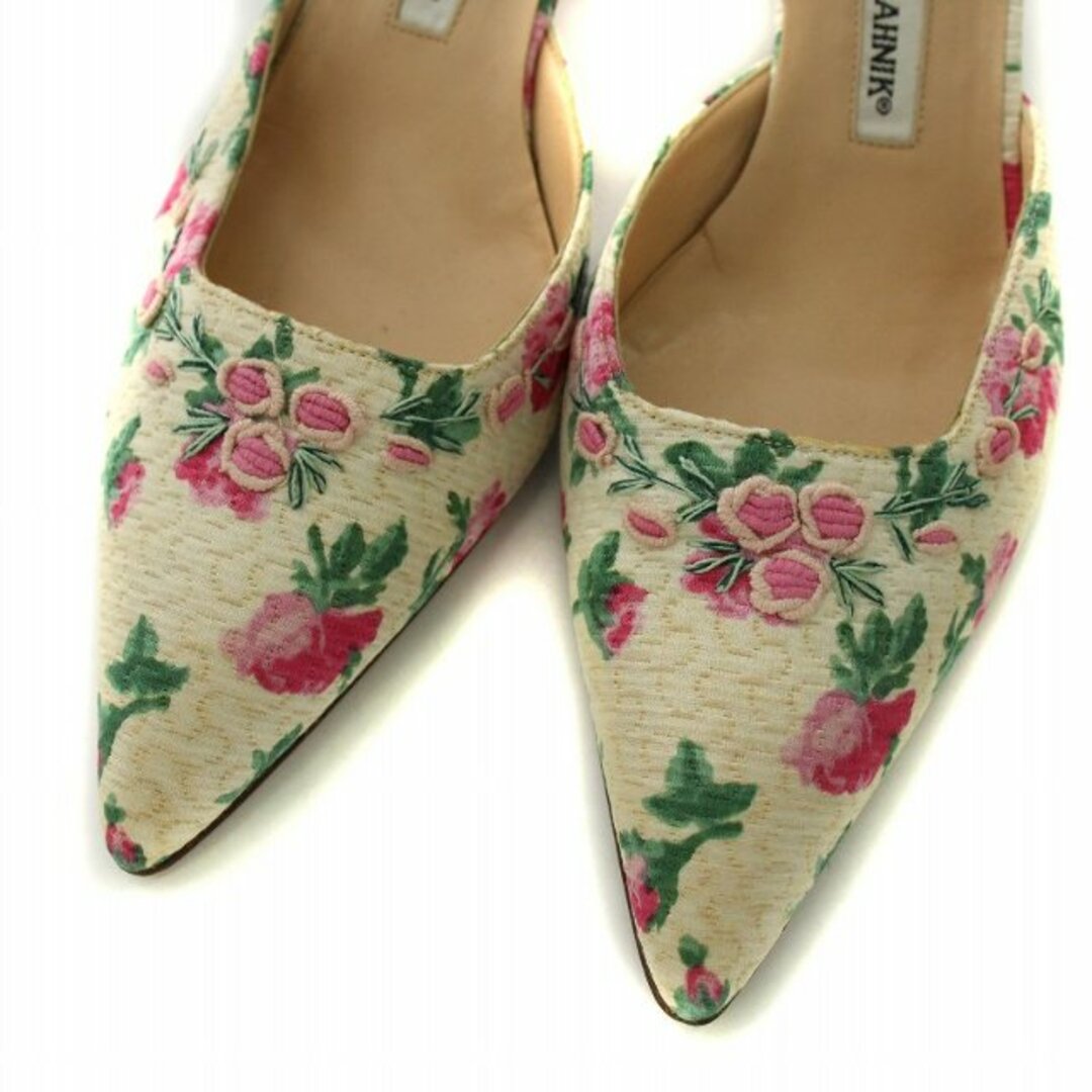 MANOLO BLAHNIK - マノロブラニク パンプス サテン 花柄 総柄 刺繍