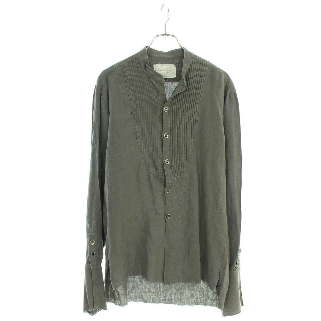 グレッグローレン  Studio Shirt ノーカラーコットンヴィンテージ加工長袖シャツ メンズ 2シャツ