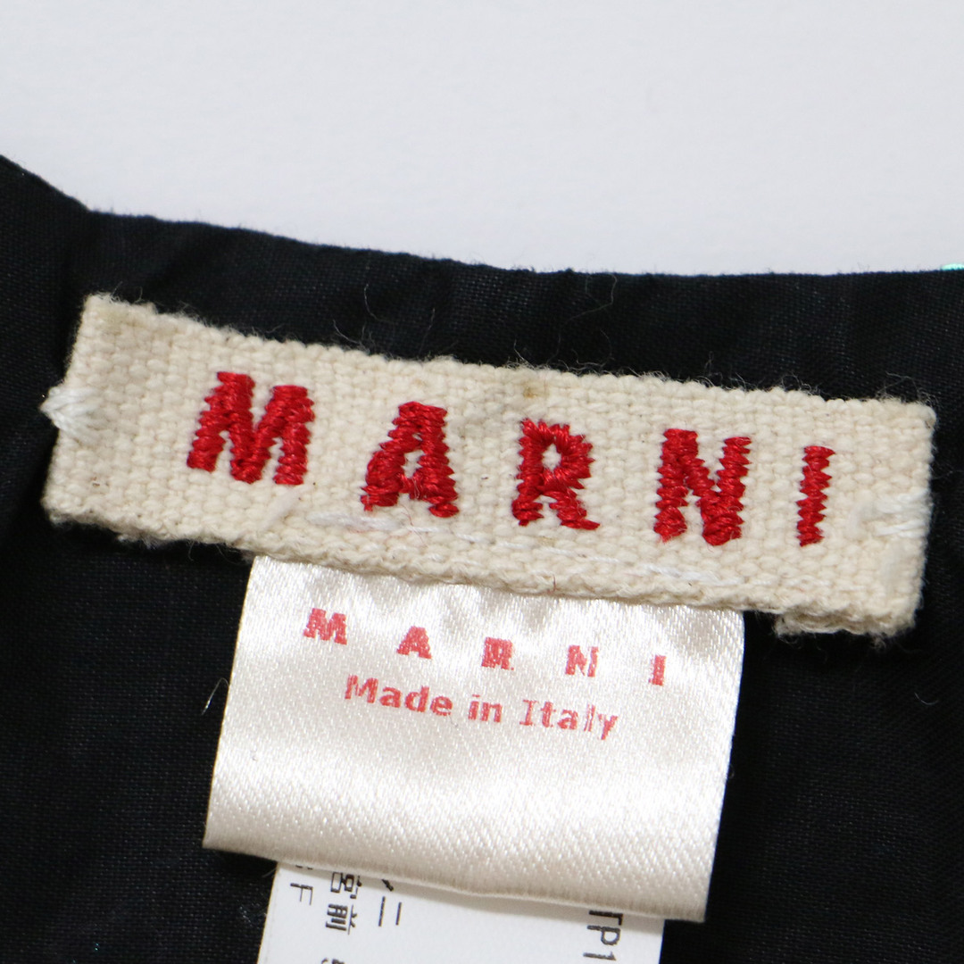 Marni(マルニ)のMARNI マルニ アクセサリー ネックレス ブラック グリーン系 黒 FREE 付け襟 リボン タイ スパンコール ビーズ ビジュー コットン 綿 大人女子 きれいめ ブランド【レディース】【中古】 レディースのファッション小物(その他)の商品写真