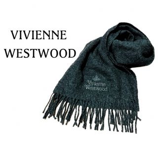 美品✨Vivienne Westwood ウール　マフラー　オーブロゴ　ブラック