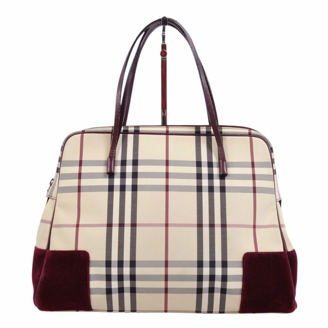 BURBERRY(バーバリー)のバーバリー BURBERRY バッグ ハンドバッグ チェック キャンバス カバン 鞄 レディース ベージュ/ボルドー レディースのバッグ(ハンドバッグ)の商品写真