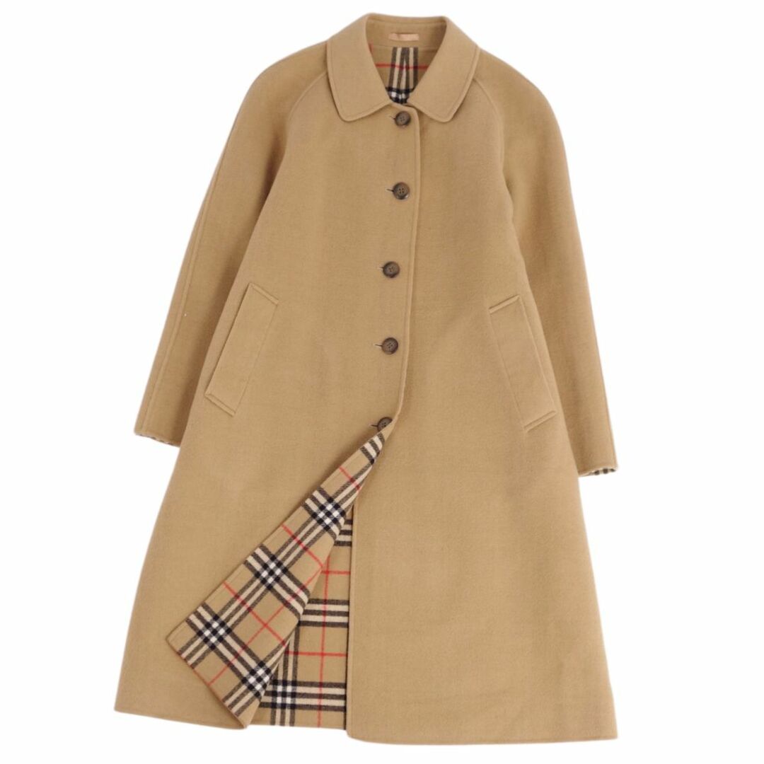 BURBERRY(バーバリー)の美品 Vintage バーバリー Burberrys コート ステンカラーコート ウール カシミヤ 裏チェック アウター レディース 7AR(S相当) ベージュ レディースのジャケット/アウター(その他)の商品写真