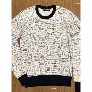 ドルチェアンドガッバーナ(DOLCE&GABBANA)のDOLCE&GABBANA カシミヤ×シルク 総柄ロゴデザイン カットソー(Tシャツ/カットソー(七分/長袖))