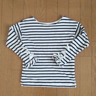 プティマイン(petit main)のプティマイン 120cm ボーダー カットソー 白×ネイビー(Tシャツ/カットソー)