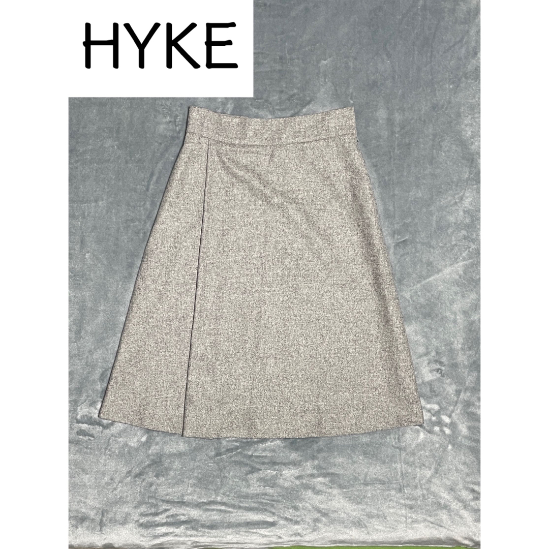 HYKE(ハイク)の使用感少ない HYKE ハイク スカート ひざ丈 ウール100% 毛 フレア S レディースのスカート(ひざ丈スカート)の商品写真