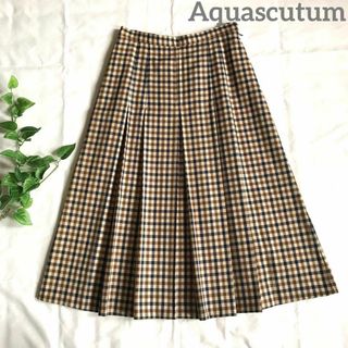 Aquascutum ヘリンボーン柄 ツイード ロングスカート