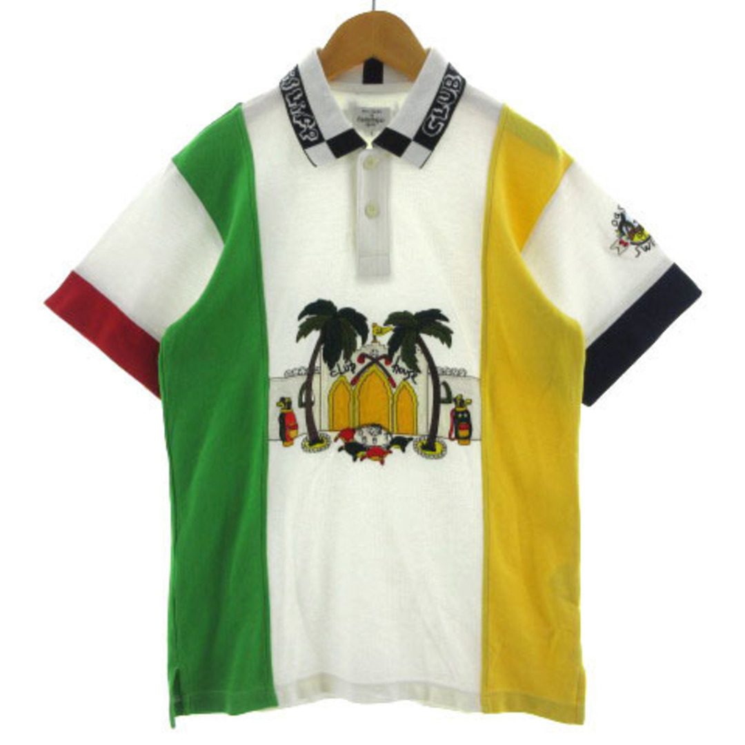 CASTELBAJAC(カステルバジャック)のCASTELBAJAC SPORT ポロシャツ 半袖 刺繍 白 黄 緑 1 メンズのトップス(ポロシャツ)の商品写真