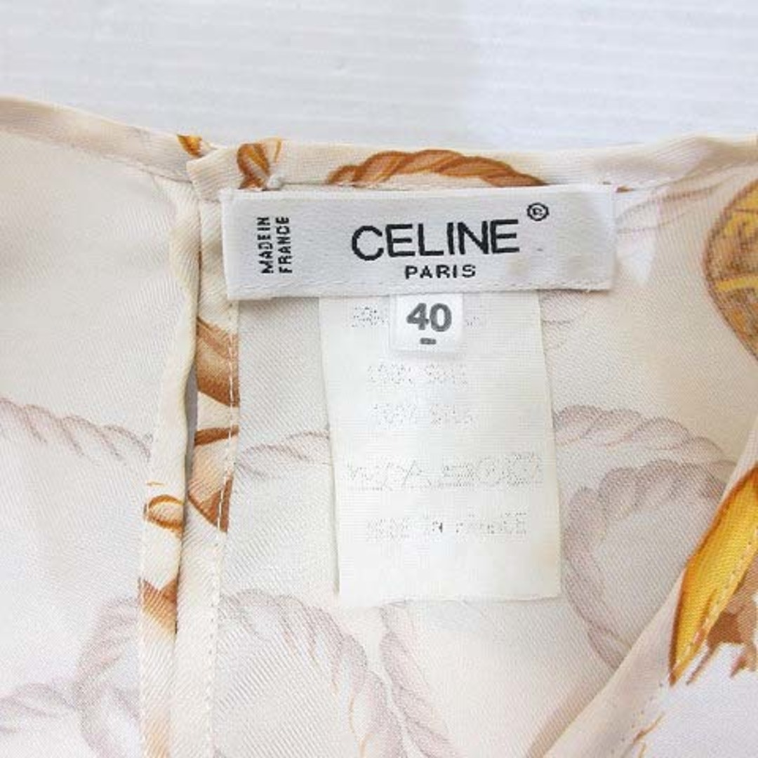 celine(セリーヌ)のセリーヌ CELINE スカーフ柄 シルク ブラウス 半袖 カットソー 40 レディースのトップス(シャツ/ブラウス(半袖/袖なし))の商品写真