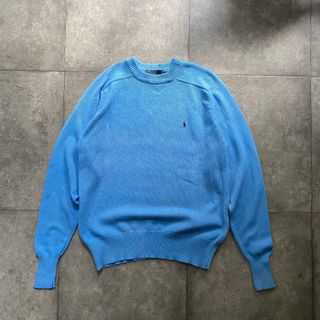 ポロラルフローレン(POLO RALPH LAUREN)の90s ラルフローレン コットンニット M ライトブルー 水色(ニット/セーター)