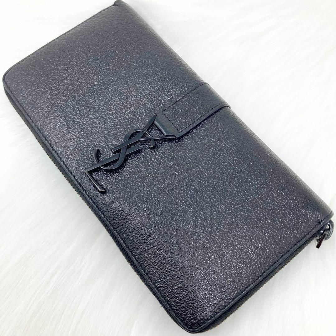 【極美品】サンローラン 長財布 YSL カサンドラ オピウム ラウンド ブラック