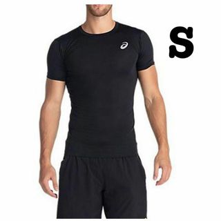 アシックス(asics)の新品　アシックス　エアキュレイヤー ショートスリーブトップ　ブラック　メンズ　S(Tシャツ/カットソー(半袖/袖なし))