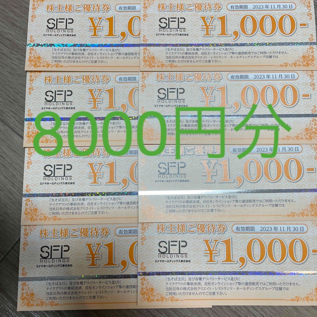 最新　SFPホールディングス株主優待　8000円分