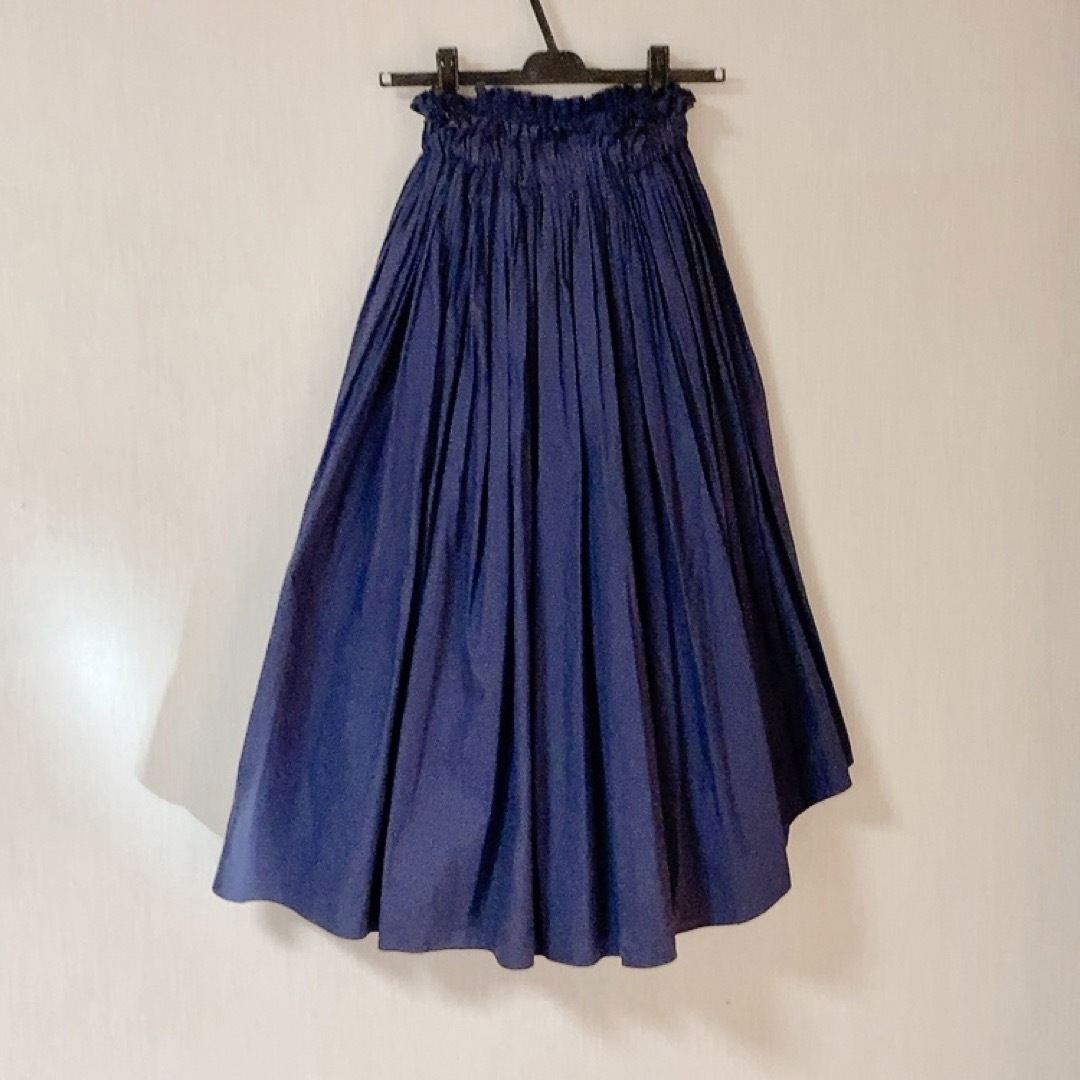 DOUBLE STANDARD CLOTHING(ダブルスタンダードクロージング)のダブルスタンダードクロージング　コットンプリーツフレアスカート　後ろ裾長め　36 レディースのスカート(ロングスカート)の商品写真