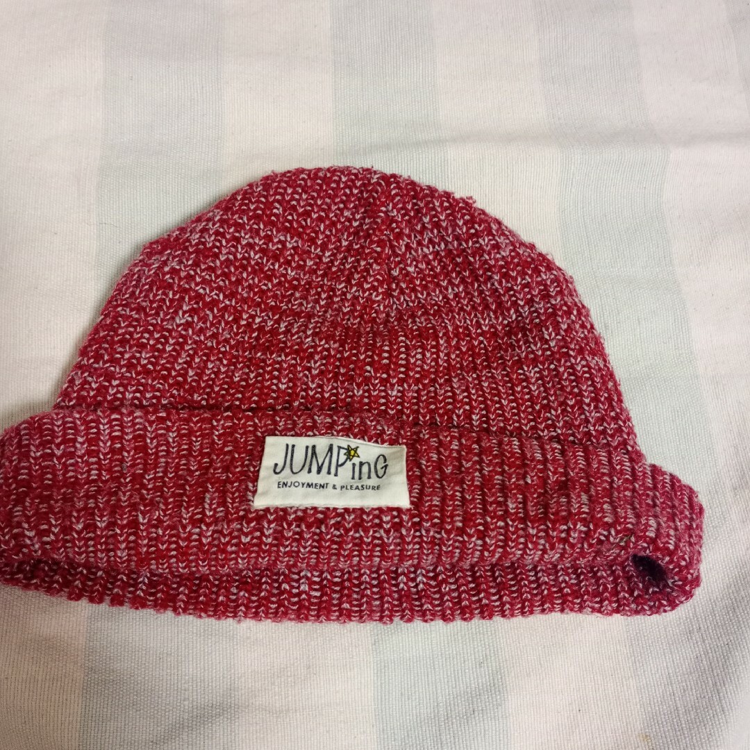 AEON(イオン)の女の子◆ニット帽子◆赤レッド キッズ/ベビー/マタニティのこども用ファッション小物(帽子)の商品写真
