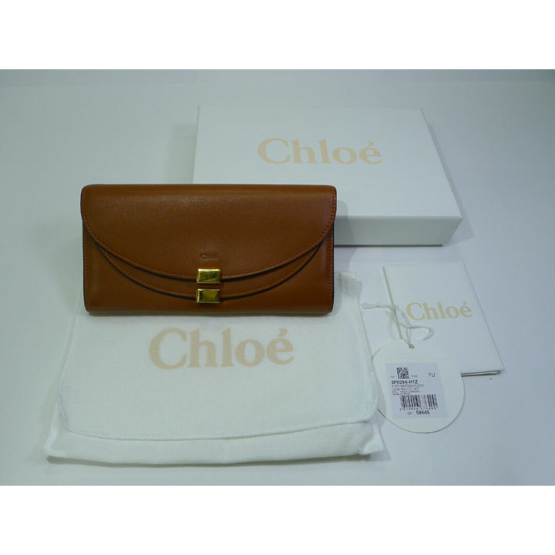 Chloe(クロエ)のChloe ジョージア ダブルフラップ 二つ折り 長財布 レザー ブラウン レディースのファッション小物(財布)の商品写真