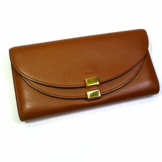 クロエ(Chloe)のChloe ジョージア ダブルフラップ 二つ折り 長財布 レザー ブラウン(財布)