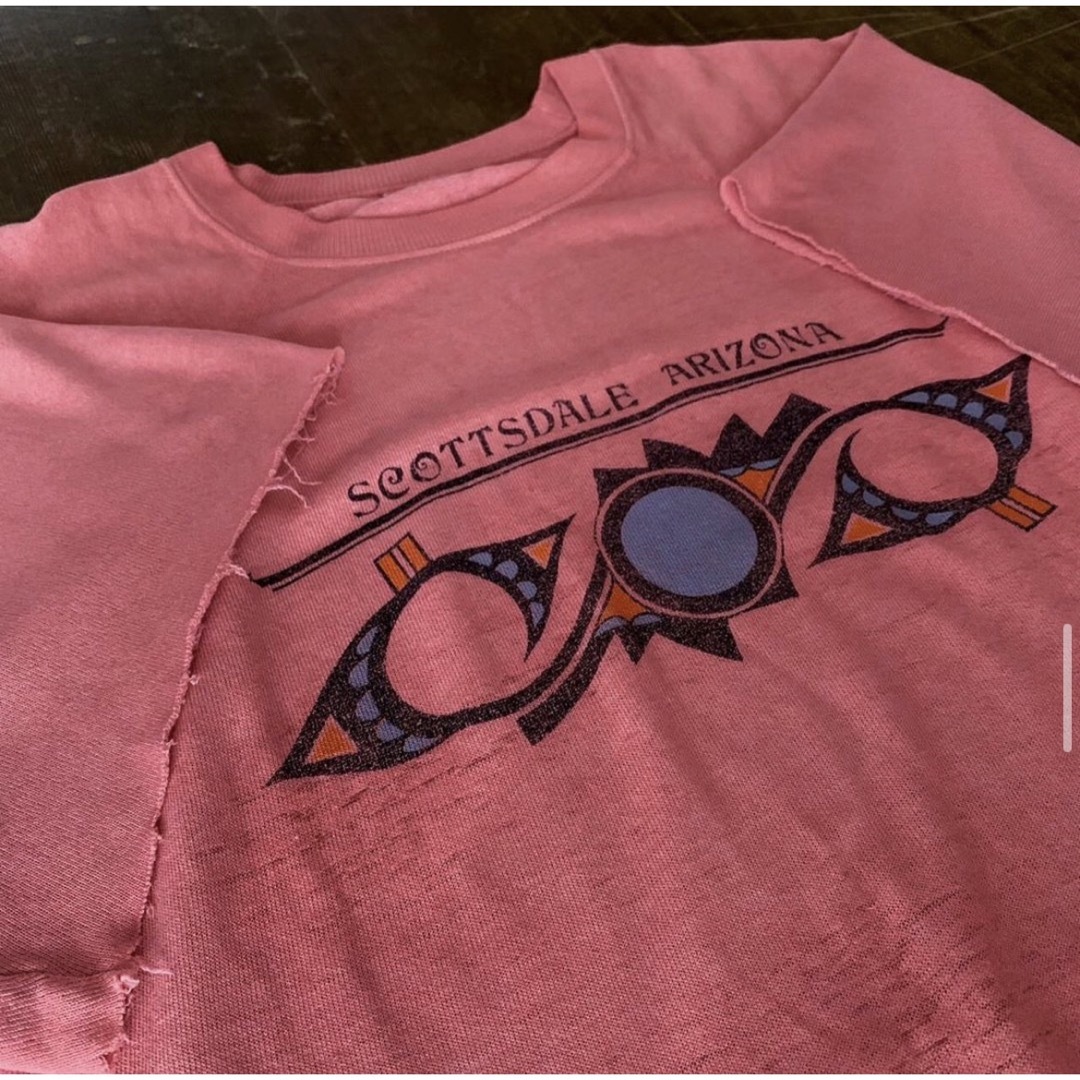 POLO RALPH LAUREN(ポロラルフローレン)のsalmon pink sweat shirts 半袖シャツ　ピンク　古着 メンズのトップス(スウェット)の商品写真