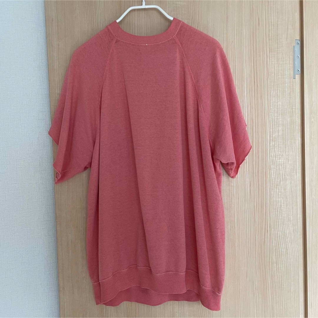 POLO RALPH LAUREN(ポロラルフローレン)のsalmon pink sweat shirts 半袖シャツ　ピンク　古着 メンズのトップス(スウェット)の商品写真