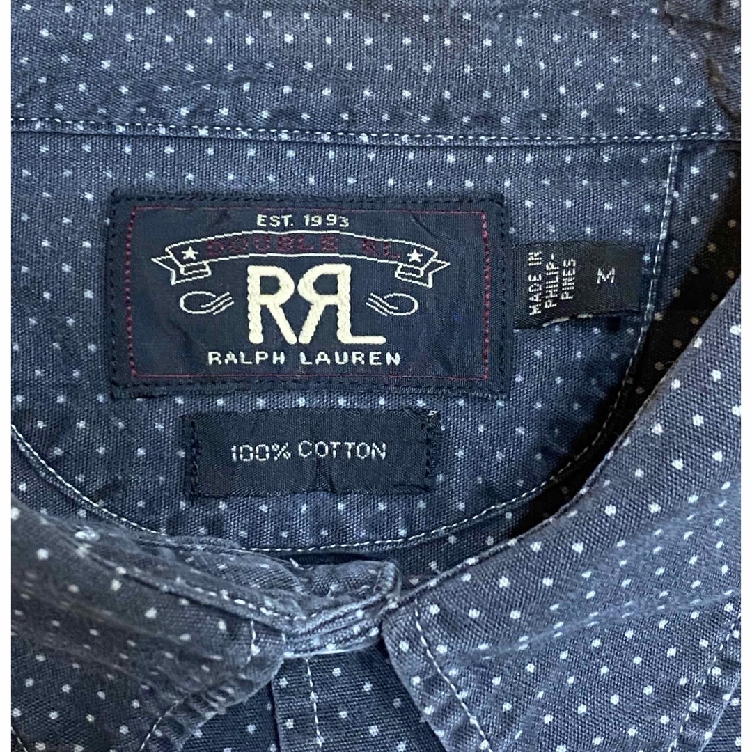 RRL(ダブルアールエル)のRRL ブラックインディゴポルカ ドットワークシャツ Mサイズ キムタク着 メンズのトップス(シャツ)の商品写真