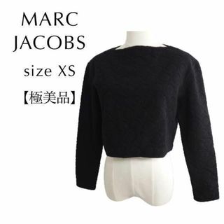 マークジェイコブス(MARC JACOBS)の【極美品】マークジェイコブス　高級イタリア製水玉ボートネックショート丈ニット　黒(カットソー(長袖/七分))