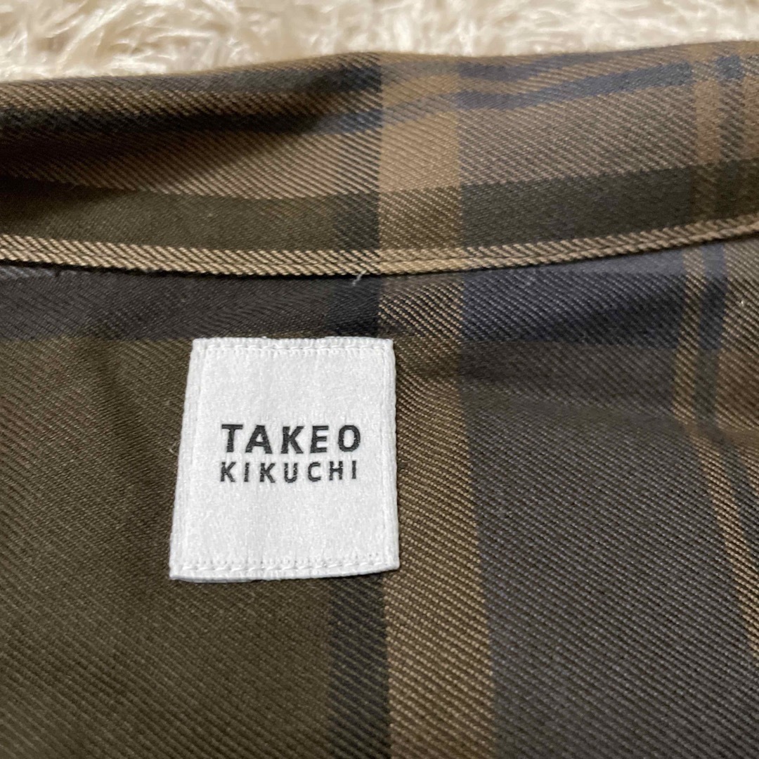 TAKEO KIKUCHI(タケオキクチ)のtakeokikuchi タケオキクチ　アウター　チェック　羽織　シャツ メンズのジャケット/アウター(ノーカラージャケット)の商品写真