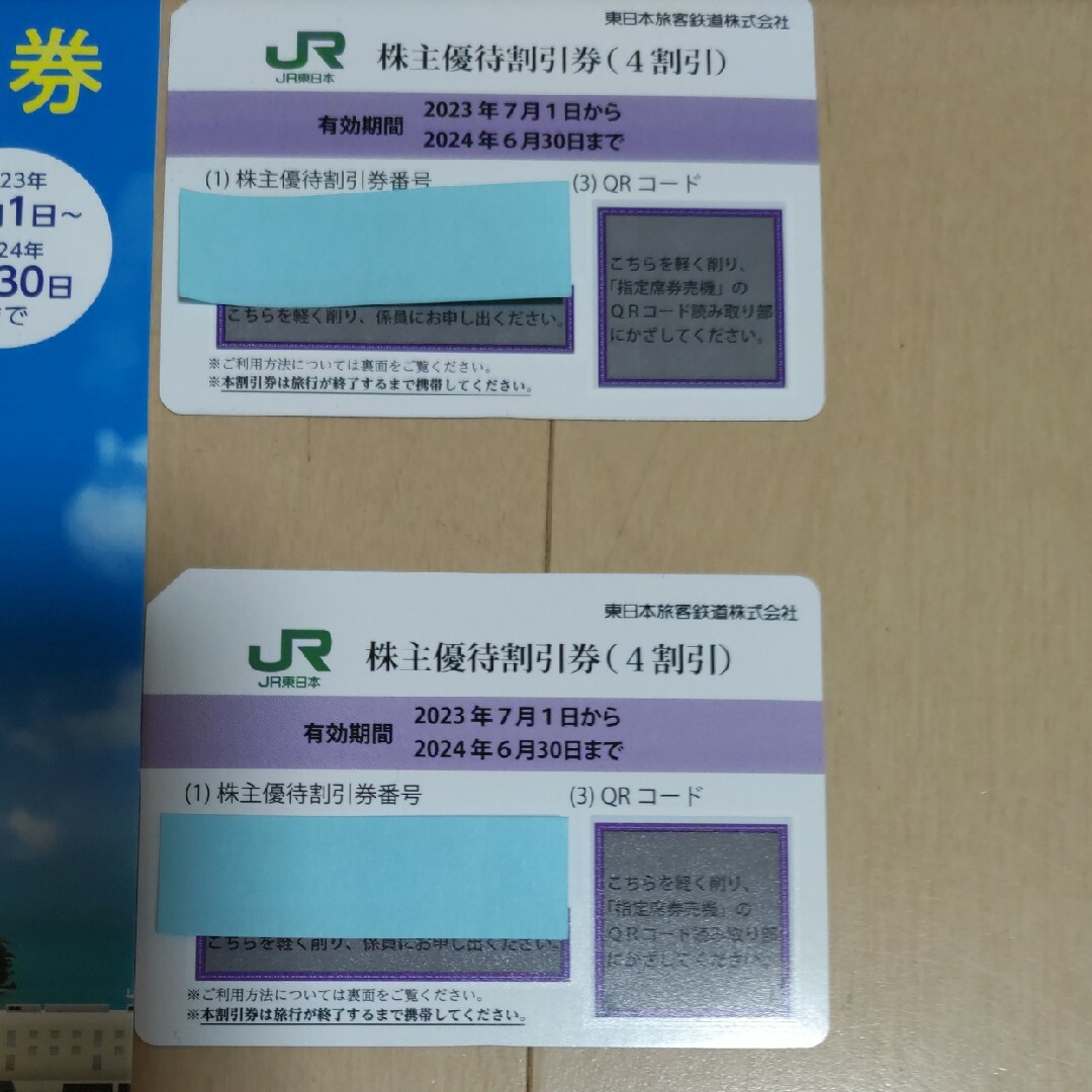 JR東日本 株主優待割引券(4割引) 2枚 株主サービス券冊子一冊