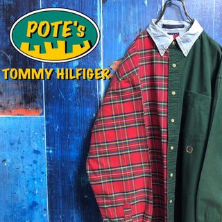 トミーヒルフィガー(TOMMY HILFIGER)の【トミーヒルフィガー】シャンブレー襟切替チェックチノクレイジーパターンシャツ(シャツ)