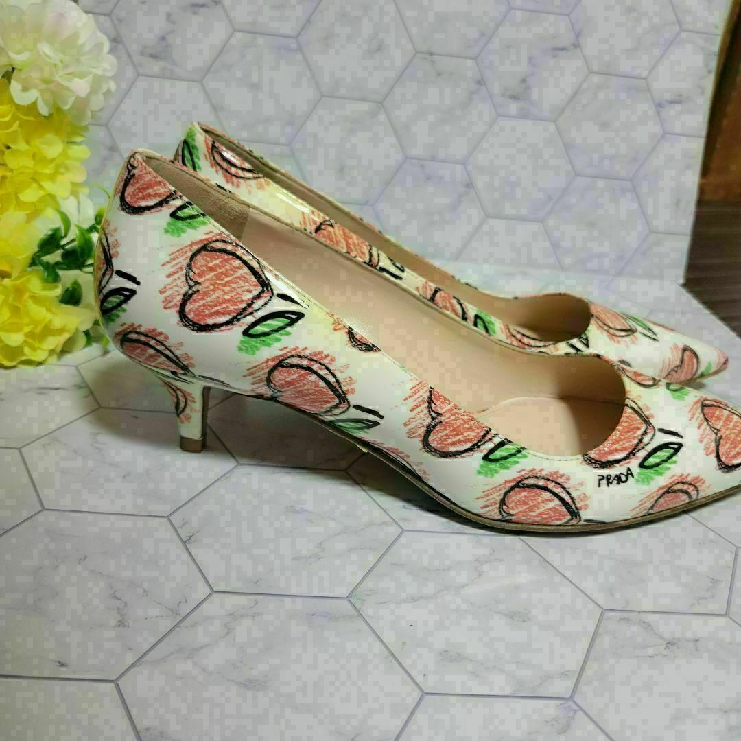 PRADA エナメル ハート りんご柄 パンプス ミュール サンダル かわいい