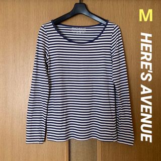 ヒアーズ(HERE'S)のHERE'S AVENUE ボーダー 長袖Tシャツ カットソー 白×紺(Tシャツ(長袖/七分))