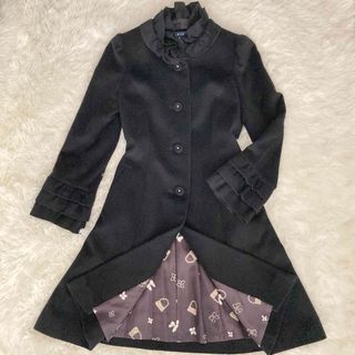 美品】M´S GRACY ロングコート ブラック 38 リボン パール 襟-