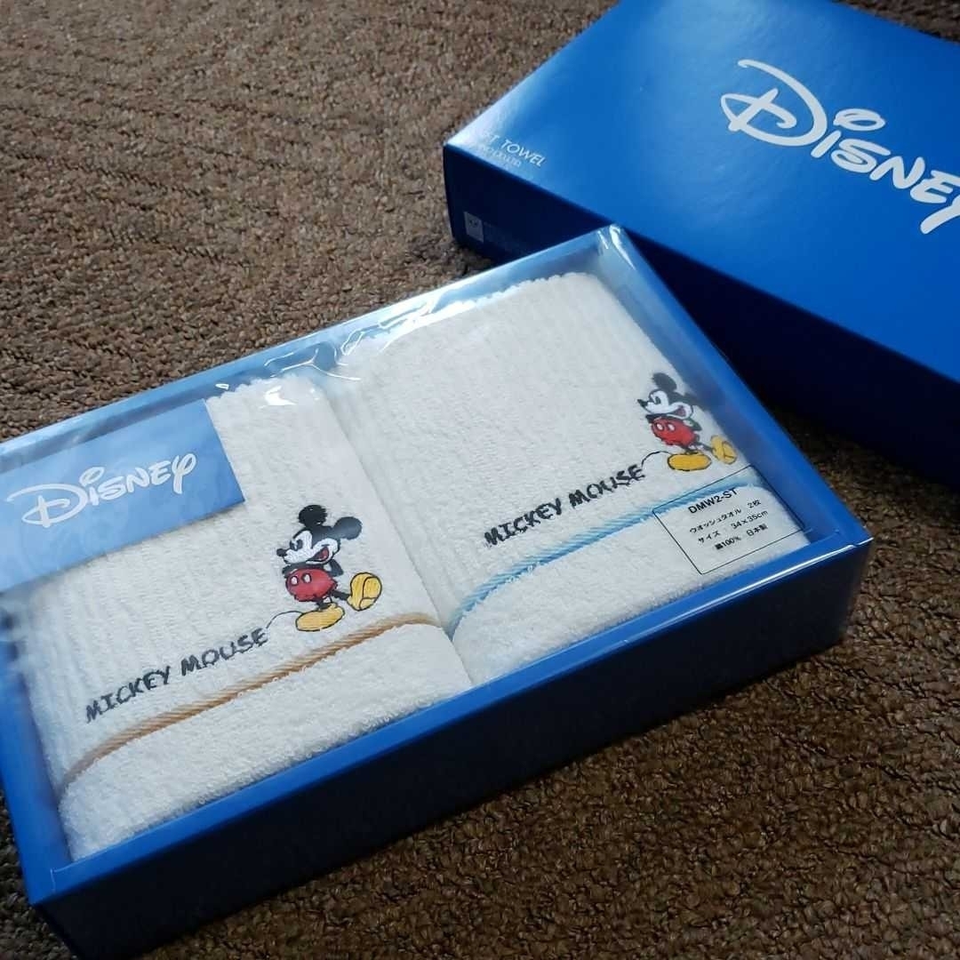 Disney(ディズニー)のミッキーマウス 刺繍 タオル2セット インテリア/住まい/日用品の日用品/生活雑貨/旅行(タオル/バス用品)の商品写真