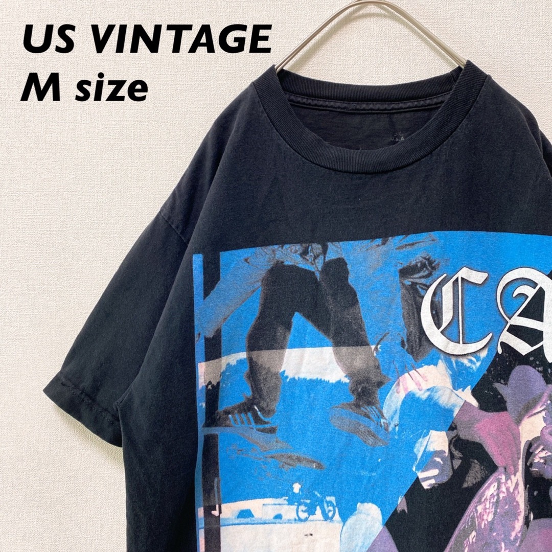 US古着　半袖Tシャツ　ビッグプリント　男女兼用　黒色　Mサイズ メンズのトップス(Tシャツ/カットソー(半袖/袖なし))の商品写真