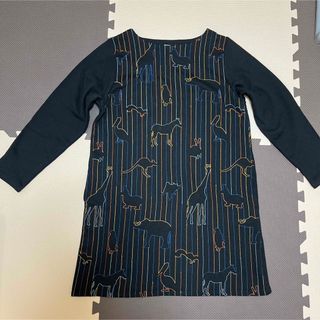 グラニフ(Design Tshirts Store graniph)の【グラニフ】スウェットワンピース　刺繍　アニマル　動物　ワンピースチュニック　黒(チュニック)