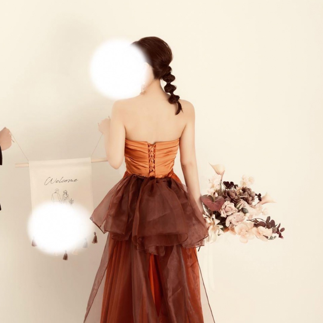 【美品】テラコッタドレス レディースのフォーマル/ドレス(ロングドレス)の商品写真