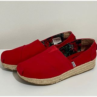 スケッチャーズ(SKECHERS)のBOBS from Skechersスケッチャーズ厚底ウエッジソールスリッポン赤(スリッポン/モカシン)