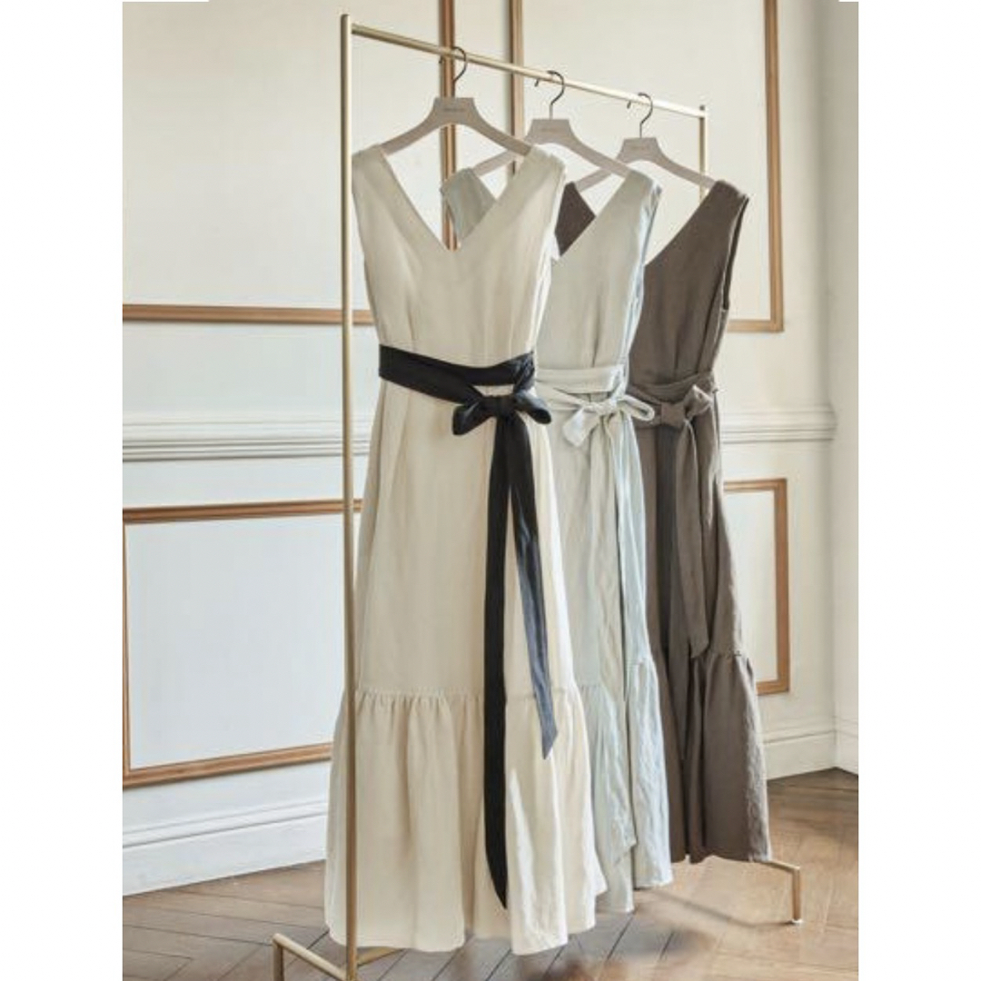 herlipto Linen Belted Maxi Dress