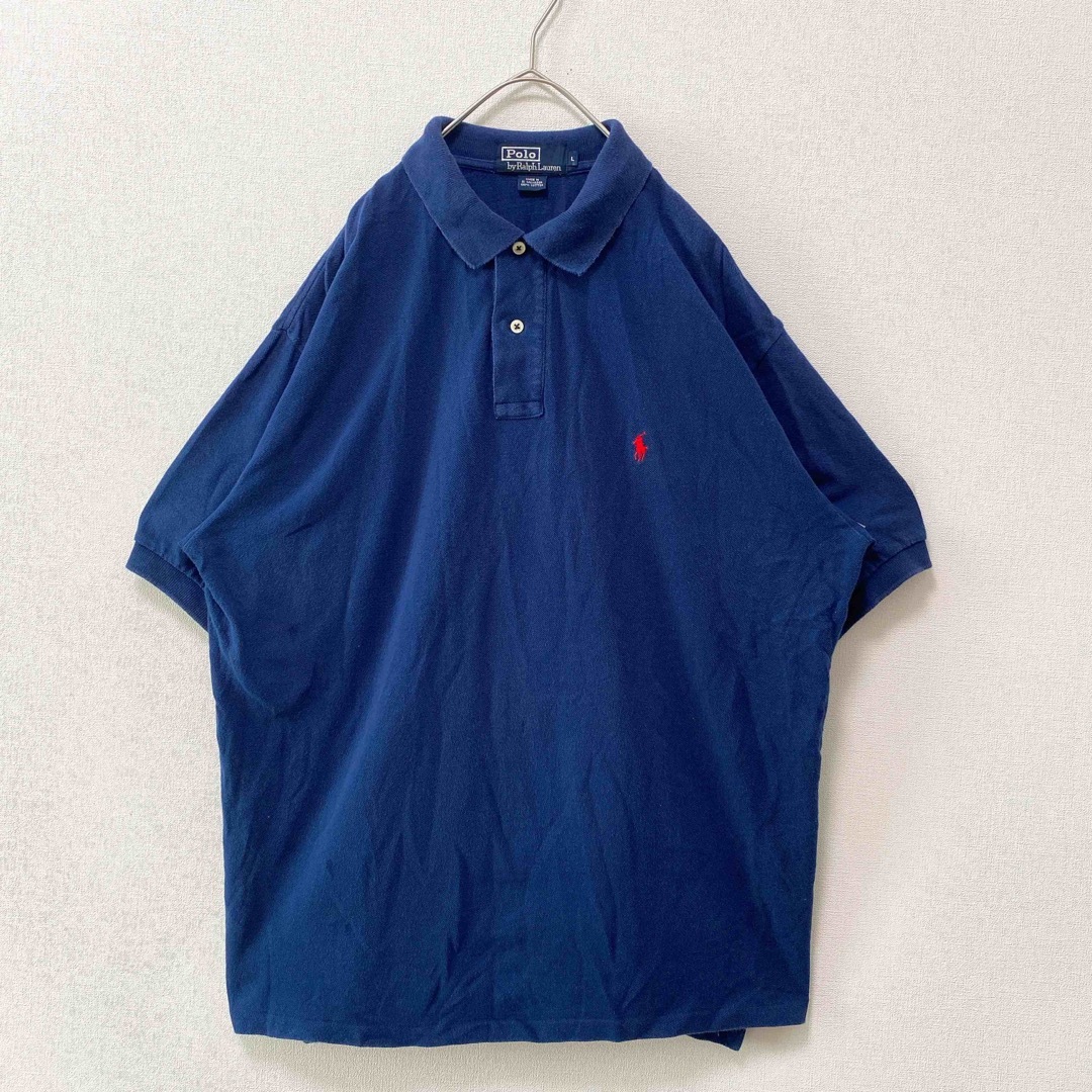 Ralph Lauren(ラルフローレン)の90s ポロバイラルフローレン　半袖ポロシャツ　ラガー　無地　カラーポニー　L メンズのトップス(ポロシャツ)の商品写真