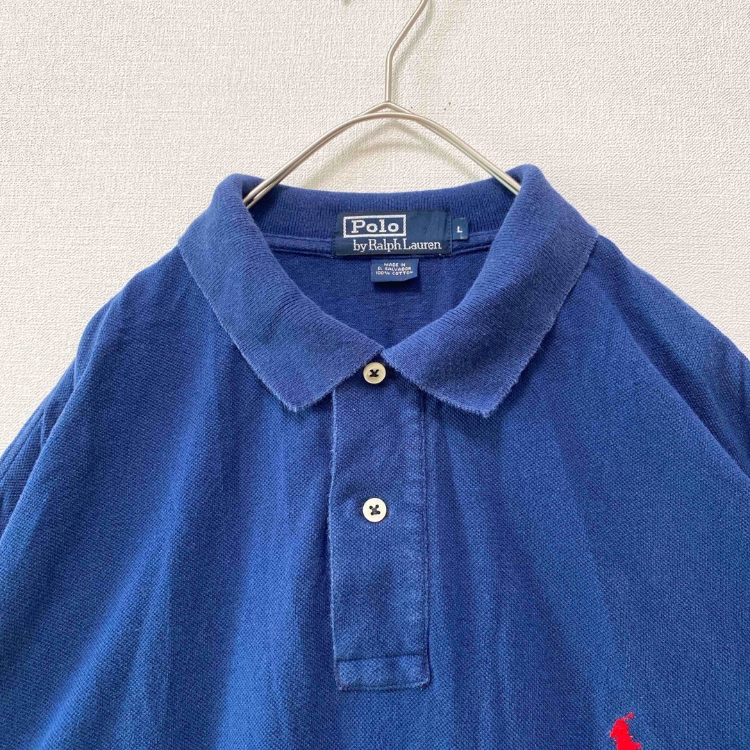 Ralph Lauren(ラルフローレン)の90s ポロバイラルフローレン　半袖ポロシャツ　ラガー　無地　カラーポニー　L メンズのトップス(ポロシャツ)の商品写真