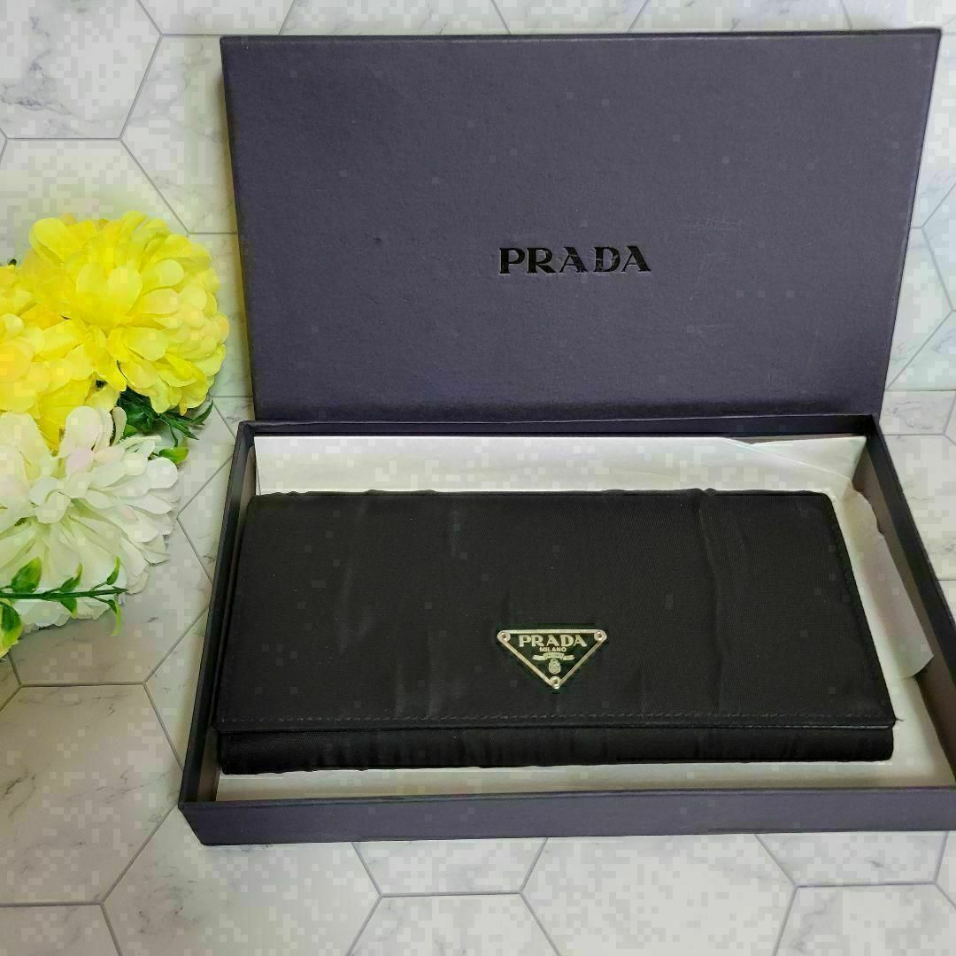 PRADA　大人気　ロゴ　長財布　ウォレット　さいふ　ポーチ　三つ折り