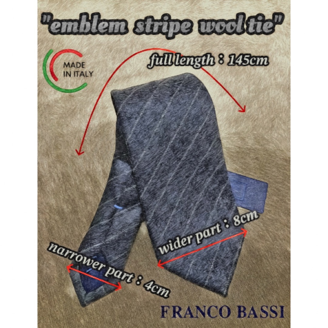 FRANCO BASSI(フランコバッシ)の【新品】FRANCO BASSI／フランコバッシ／ストライプ／王冠エンブレム メンズのファッション小物(ネクタイ)の商品写真