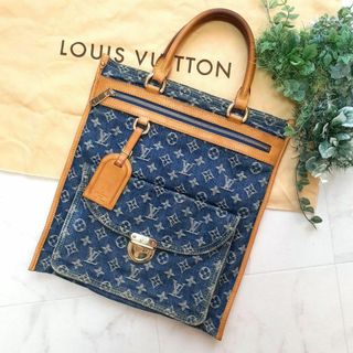 LOUISVUITTON ルイヴィトン トートバッグ フラットショッパー M95018 モノグラム デニム ブルー ゴールド金具 51332