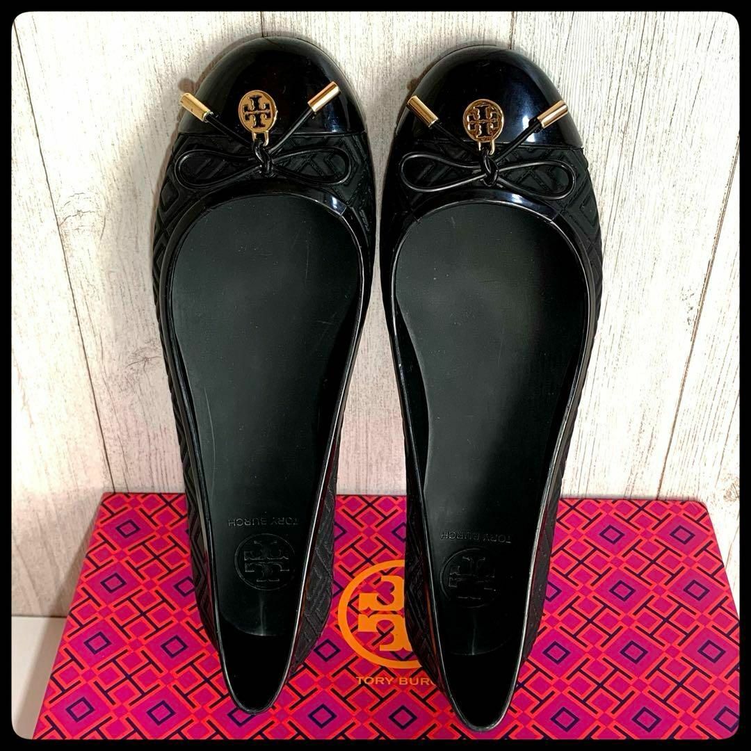 TORY BURCH トリーバーチ ラバーシューズ バレエシューズ 黒 25cm