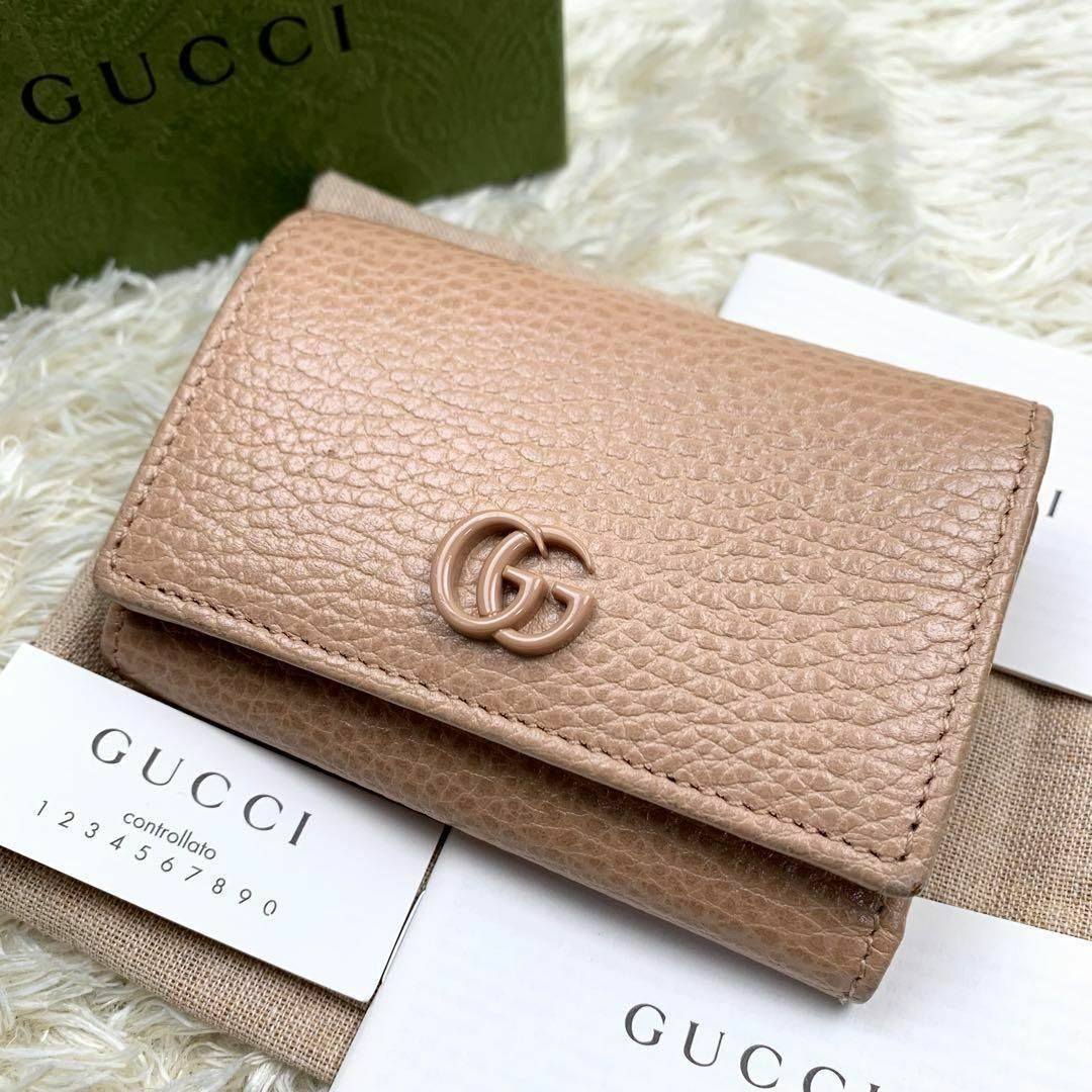 Gucci - ✨美品✨現行 グッチ マーモント 付属品 三つ折り シボ革 ...