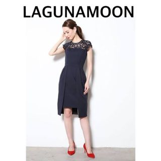 LagunaMoon - 【美品】ネイビー　M ラグナムーン gapレングススカラップワンピース