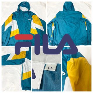 FILA フィラ　（L）　白/紺/黄色/ナイロンジャケット/フルジップ/長袖