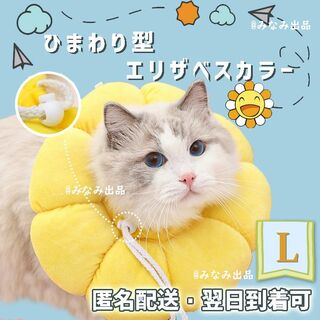 【黄色L】ソフト エリザベスカラー 術後服 犬猫 雄雌 舐め防止 避妊 去勢手術(猫)