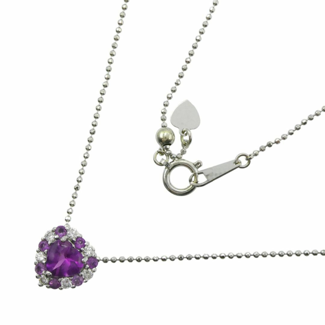 ネックレス K18WG アメシスト0.75ct ダイヤモンド0.16ct-