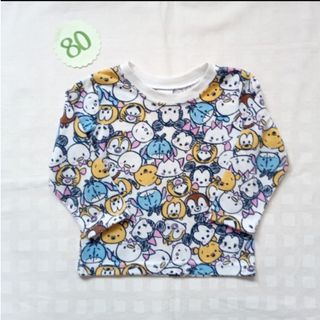 ディズニー(Disney)の80♪Disney♪キャラクター総柄プリントロンＴ♪白♪長袖♪秋物♪お着替え♪(Ｔシャツ)