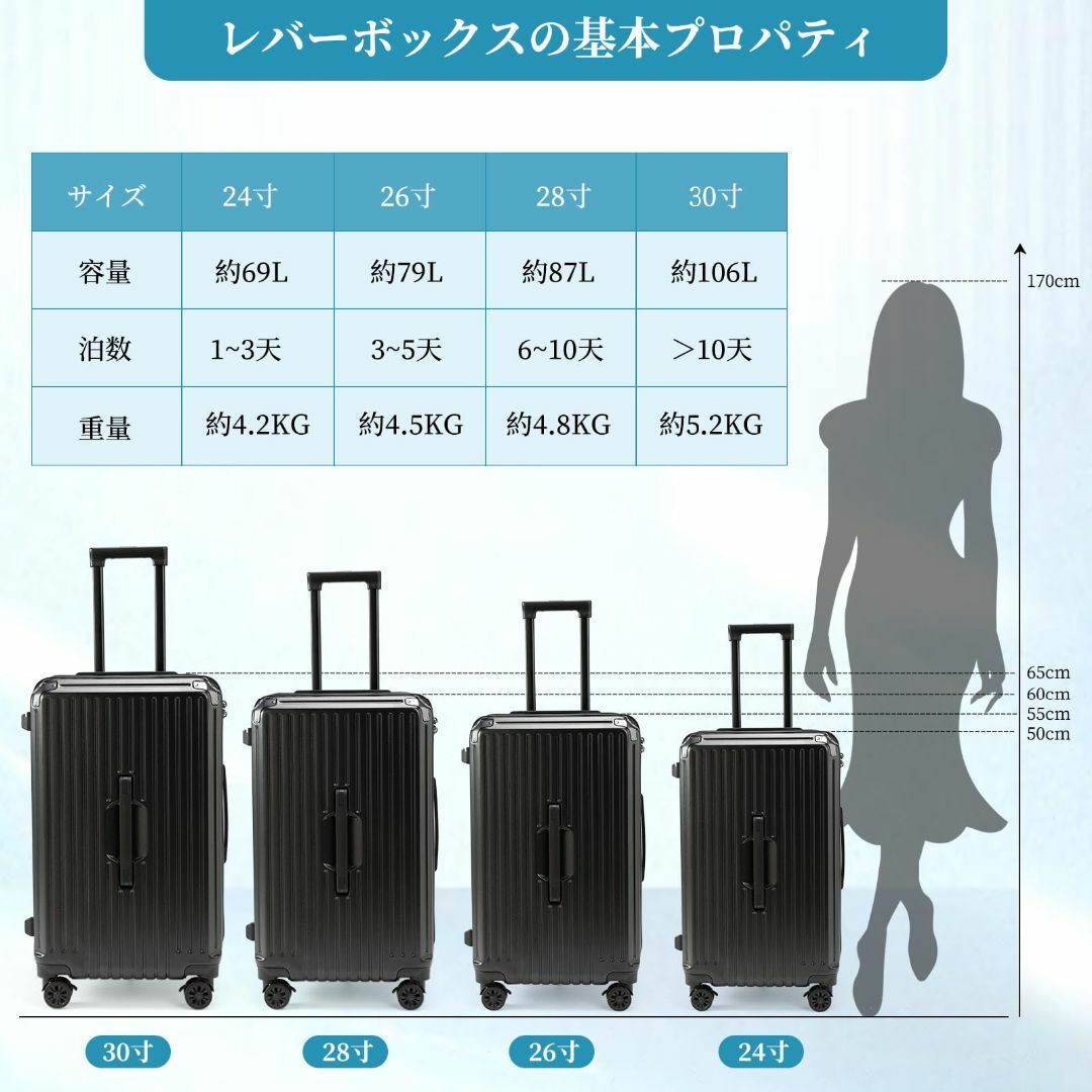 [Oritatanda] 軽い！軽い!軽い!大容量 荷物 トロリースーツケース