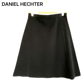 新品✨DANIEL HECHTER ニット 台形 スカート 綿 黒 S 膝丈(ひざ丈スカート)